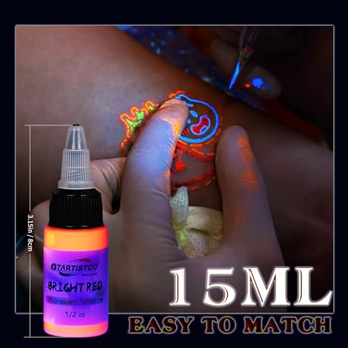 14 Color UV Fluorescent Tattoo Ink Set - Bright Long-Lasting Pigments