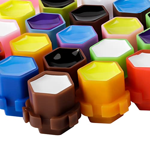 Tattoo Ink Caps Honeycomb Shape Spliceable Ink Cups for Tattooing Anti-Rollover Spill Eco-Friendly Non Fade Material Large Inner Size 0.63 * 0.75 inch(W*H) 200pcs Pack (Seaform)