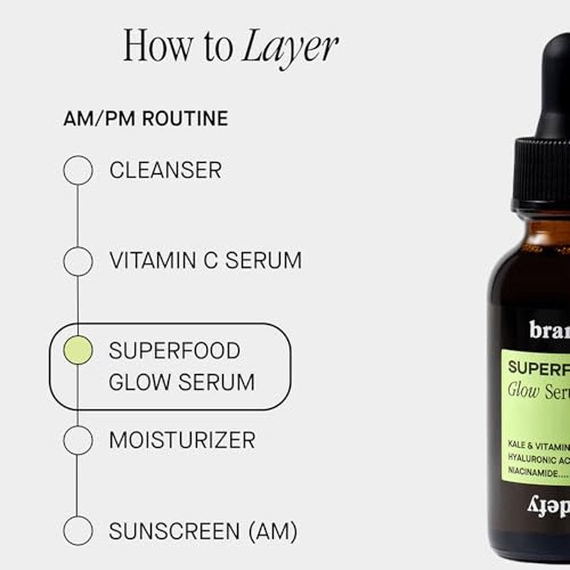 Brandefy Superfood Glow Serum - Kale & Vitamin Complex, Hyaluronic Acid, Niacinamide - Hydrating, Antioxidant Serum for Radiant Skin, Made in the Canada (1 Fl Oz)