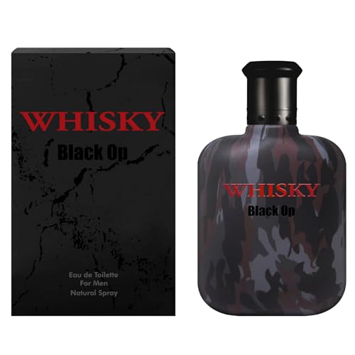 Evaflor Whisky Black Op Eau de Toilette Men - Bold, Mysterious Fragrance with Apple & Pepper, 3.4 Fl Oz