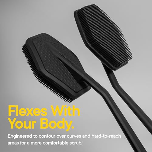 TOOLETRIES Charcoal Silicone Back Scrubber for Shower - Body Exfoliating Brush