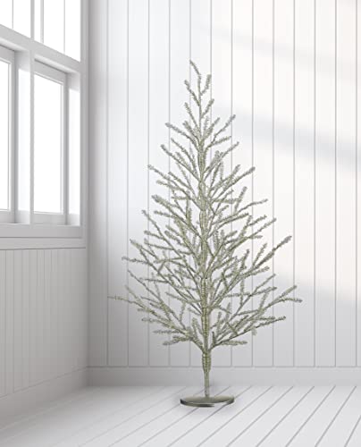 Silk Decor 40 Inch Tinsel Christmas Tree Antique Silver - Tabletop Holiday Tree