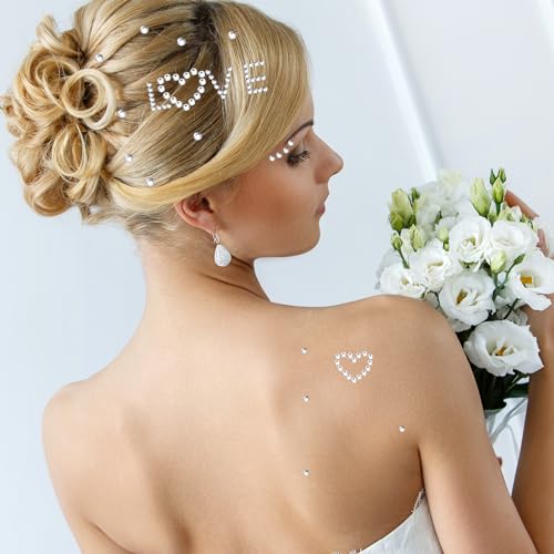 5Pcs Rhinestone Stickers Heart Numbers Letters Sticker Self-Adhesive Glitter Alphabet Jewels Decal Crystal Gemstone Border Art Sticker for Face Makeup Body Nail Craft Clothes Festival Decors