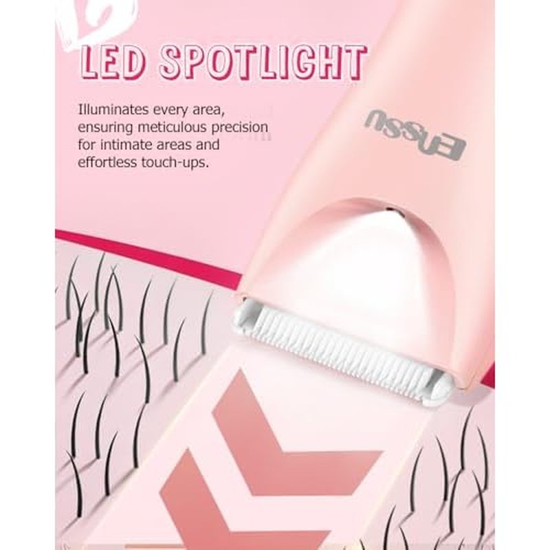 2in 1 Bikini Trimmer Electric Razors for Women with LED Light£¬Rechargeable Body Pubic Hair Trimmer Women with LCD Display, Lady Shaver for Leg/Arms/Bikini,Waterproof, Gift for Woman