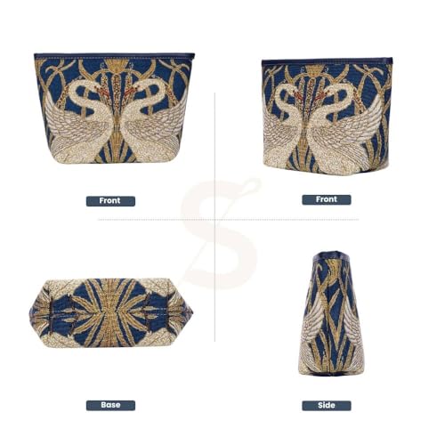 Tapestry Cosmetic Bag for Women - Swan Design Travel Makeup Organizer