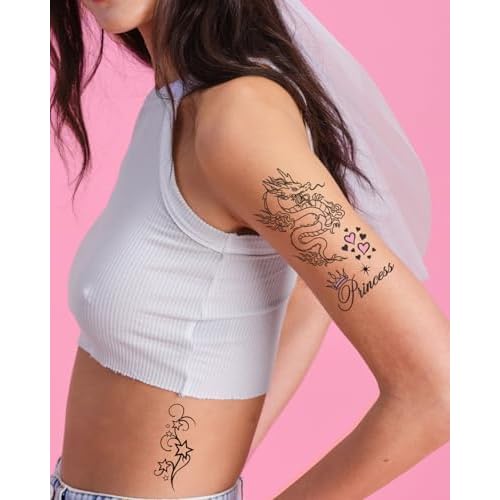 xo, Fetti Y2K Realistic Temporary Tattoos - 56 Pcs | Girly 2000s Bachelorette, Birthday Favors, Halloween Party Accessory, Fake Tats, Festival Stickers