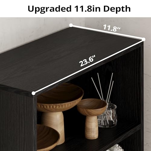 IRONCK Vintage Black Industrial Bookshelves with Doors & Shelves, 5-Tier Tall Storage