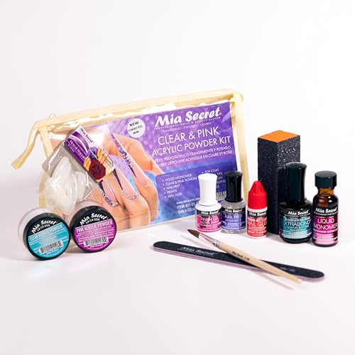 Mia Secret Acrylic Nail Kit/set For beginners - Nails Kit With Pink Acrylic Powder and Clear Acrylic Powder With Everything - Starter Kit de U?as Acrilicas Mia Secret - U?as Completo