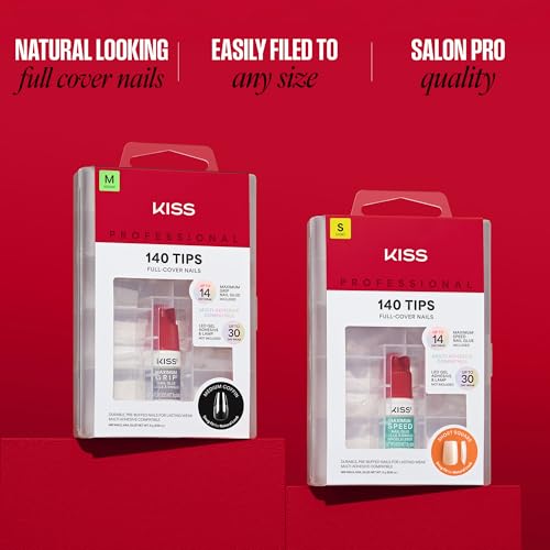 KISS Professional Short Press On Nails Pack of 2 with Nail Glue - White Square