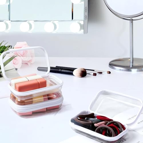 Clear Hard Shell Zipper Makeup & Toiletry Organizer Case Set White XL+L+M+S
