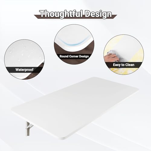 Wall Mounted Folding Table - 39.4 x 19.7 Inches, White - Space-Saving Desk