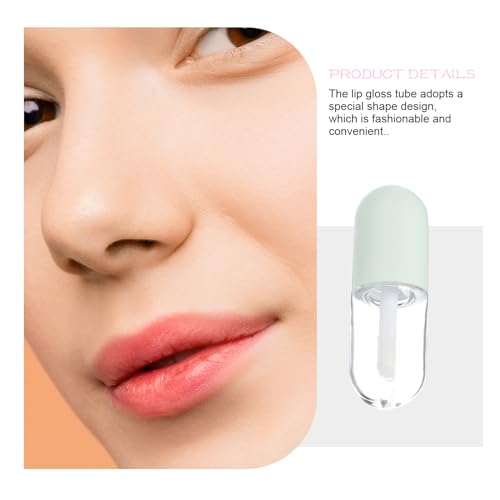 10 Pcs 5Ml Capsule Shaped Lip Gloss Empty Bottles Refillable Clear Plastic Lip Balm Tubes with Applicator Wands for Diy Makeup