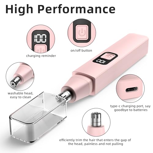 Nose Hair Trimmer Rechargeable Cordless Painless Ear Eyebrow Trimming Tool Dual Edge Blades Razor