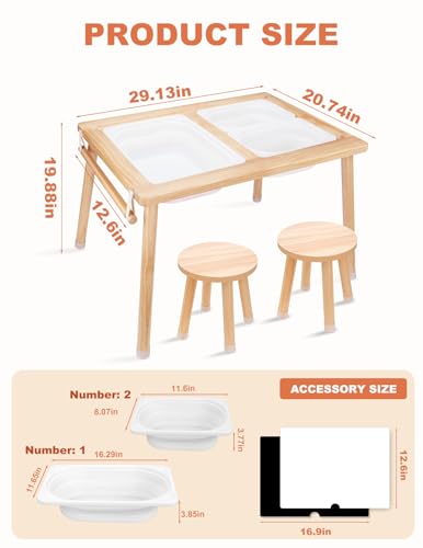Toddler Sensory Table and Chair Set with Storage, Paper Roll & Double-Side Whiteboard - Table + Chair Variation