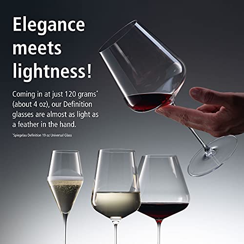 Bordeaux Wine Glasses Set of 4 - Elegant Lead-Free Crystal Stemware, 26 oz, Clear, Spiegelau Definition