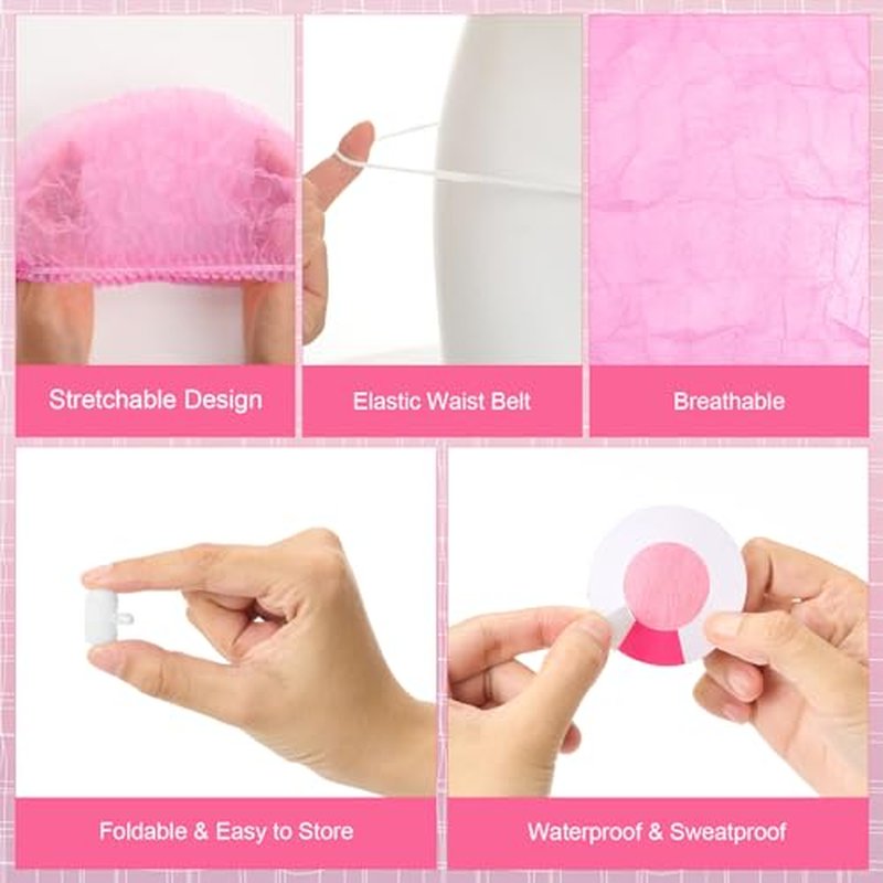 125 Pcs Spray Tan Tanning Essentials Accessories Kit 25 Set Disposable Caps Underwear Feet Pads Nipple Cover Nose Filter Plugs for Beauty Salons Home Sunless Tanning (Pink)