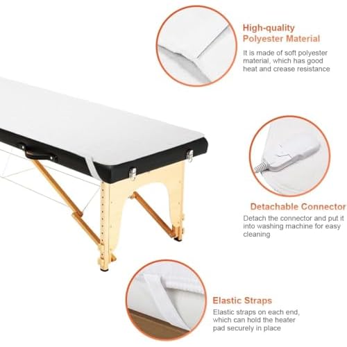 Massage Table Warmer, Electric Heated Mattress Pad Bed Warmer w/Overheat Protection & 3 Heat Settings, Machine Washable Spa Table Heating Pad for Home and Office