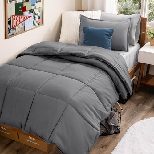 Bare Home Bed-in-A-Bag 5 Piece Bedding Set Twin XL Grey Light Grey