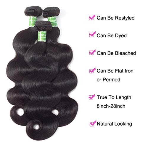 ANNELBEL 10 Inch Body Wave Human Hair Bundles 4 Pack Natural Black Virgin Hair