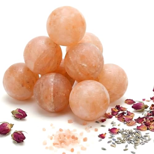 Himalayan Salt Massage Stones Set - Round Ball 10 Pack for Relaxation & Therapy