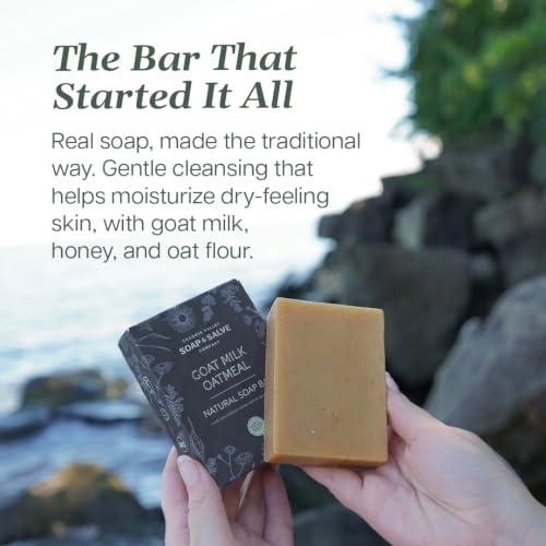 Unscented Oatmeal Honey Goat Milk Soap Bar for Dry Skin Relief - 3 Pack
