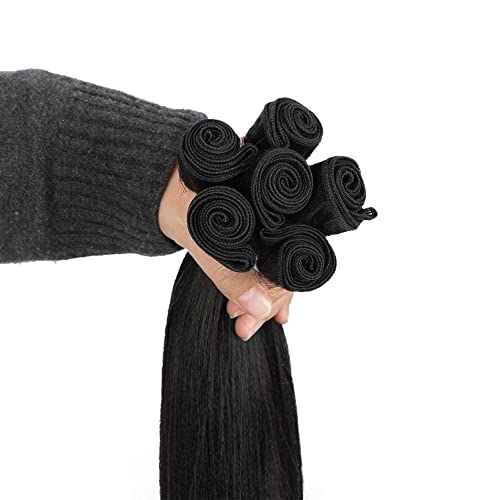 7pcs Silky Straight Hair Extensions 20-24 Inches - Black, Heat Resistant Synthetic Fiber