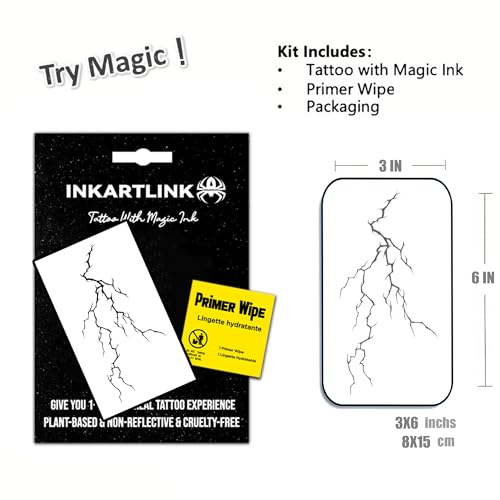INKARTLINK Semi Permanent Tattoos,Halloween Temporary Tattoo, Party Tattoos, Realistic, Waterproof, Cruelty-free, Non-reflective (Lightning)