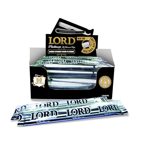 Lord Platinum Straight Disposable Razors ? Pack of 50, Single-Blade Razors for Precise Shaving