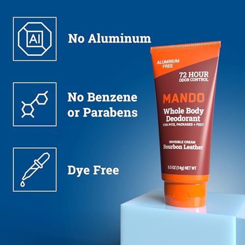 Men's Deodorant Cream Bourbon Leather 3 oz Tube - 2 Pack, Odor Control