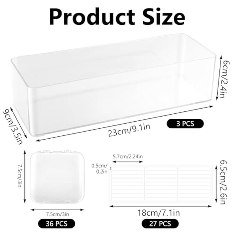 DIVINA VITAE 36Pcs Clear Nail Box Organizer Case Set, Press on Nail Display Box with 3Pcs All-In-One Storage Boxes and 60pcs Double Sided Adhesive Nails Display Tape for Nails Art Home Salon(3 Sets)