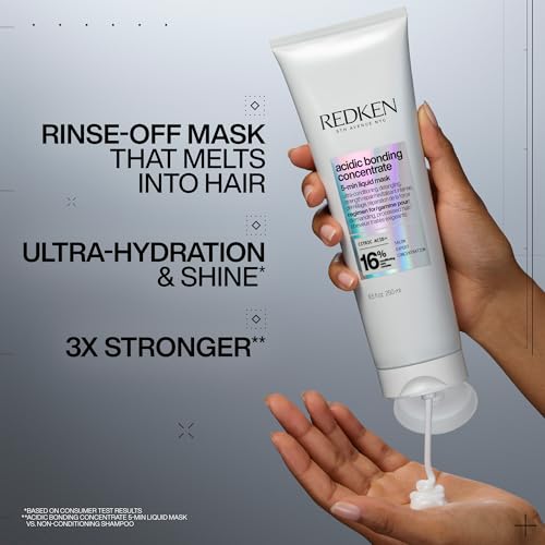 Redken Acidic Bonding Concentrate Hair Mask - Hydrating 5 Minute Liquid Mask, Bond Building & Strengthening, For Dry, Damaged Hair