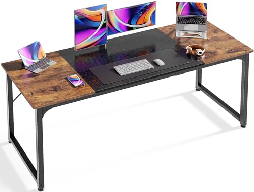 Rustic Brown & Black 63-Inch Office Gaming Desk with Storage - Modern Home Workstation