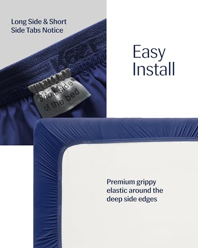 REST Evercool+ Cooling Fitted Sheet for Hot Sleepers, Full Size Midnight Blue