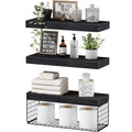 QEEIG Bathroom Shelves Over Toilet Wall Mounted (Black, Set of 3,