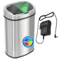iTouchless Matte Silver 13-Gallon Sensor Trash Can with AC Adapter & Odor Filter