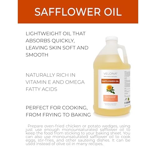 velona Safflower Oil 64 fl oz | 100% Pure and Natural Carrier Oil | Refined, Expeller Pressed | Cooking, Skin, Hair, Body & Face Moisturizing | Use Today - Enjoy Results