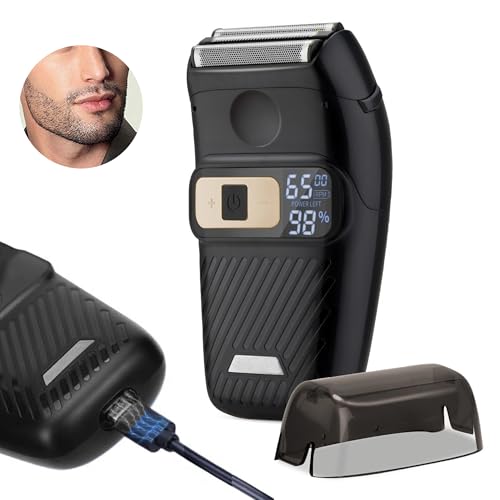 Foil Shaver Electric Razor for Men Electric Foil Shavers for Men Portable Travel Waterproof Wet Dry LED Display Cordless Beard Trimmer 3 Adjustable Speeds Long Battery Rechargeable IPX6