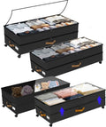 Under Bed Storage Container with Wheels 75L XXL 4-Pack Black - Adjustable & Durable