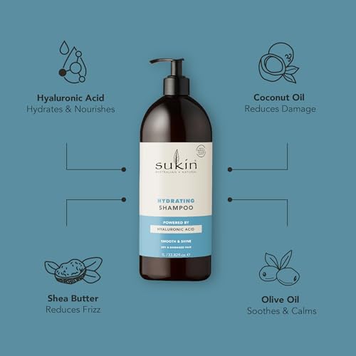 Sukin Hydrating Shampoo 33.82oz Vegan Natural Hair Care with Shea & Coconut (1 Pack)