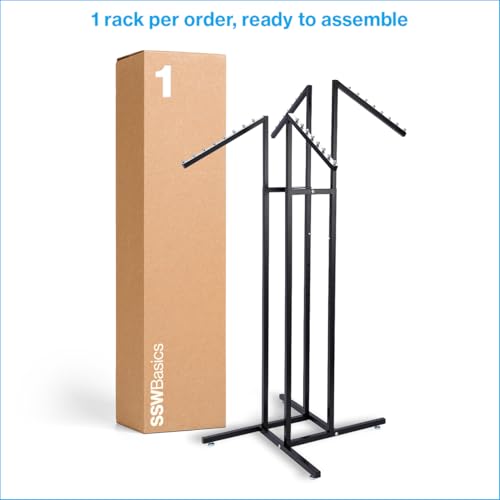 Black 4-Way Adjustable Clothing Rack with Slanted Arms - SSWBasics