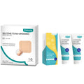 Silicone Foam Dressing with Border 4"x4" 10 Pack & Dimora 2 Packs 6oz 170g Hydrogel Wound Dressing Skin Repair Gel