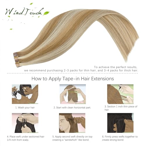 Hair Extensions Tape in Human Hair 18 Inch Bleach Blonde 40g - WindTouch Variation of THIS listing