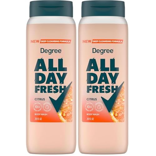 Degree All Day Fresh Body Wash Fresh Citrus Deep Cleansing 20 oz,(Pack of 2)