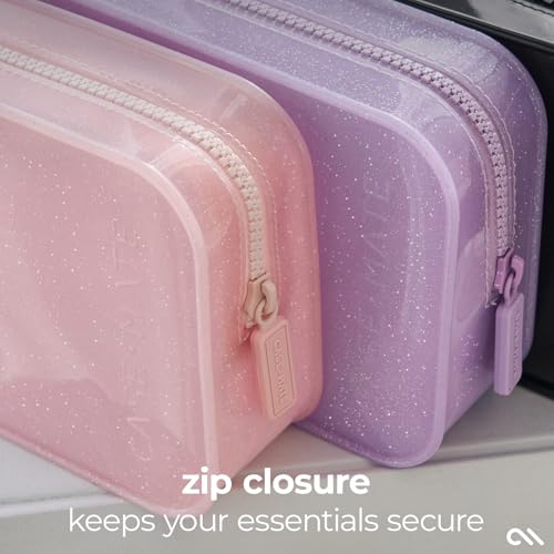 Waterproof Jelly Makeup Bag - Ballet Pink Twinkle Travel Cosmetic Pouch