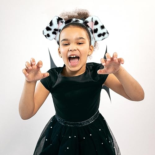 Beviliu Dalmatian Dog Ears Headband - 8 Pack Puppy Ear Hairband Fluffy Adult Dalmatian Costume for Halloween Dogs Party Cosplay Washing Makeup