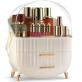 Large Clear Makeup Organizer with Lid & Drawers - White Variation