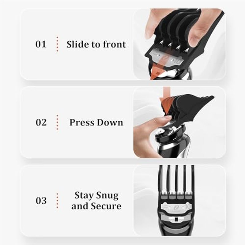 Clipper Guards Set with Metal Clip, Hair Clipper Attachment for Wahl Clippers, 4 Cutting Lengths 1.25 Inch, 1.5 Inch, 1.75 Inch, 2 Inch, Extra Long 10 12 14 16 Guard, Black