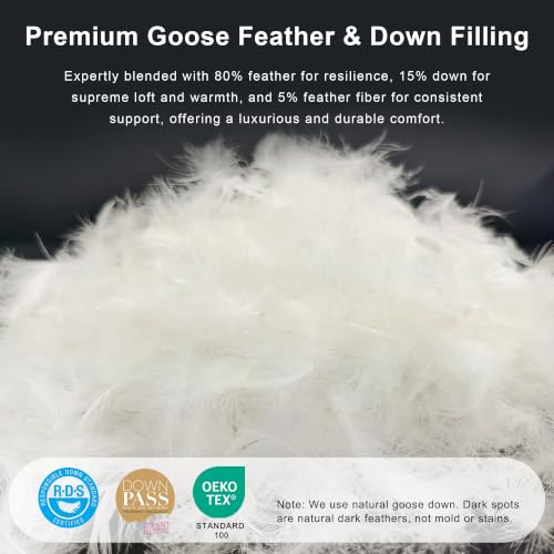 White Cotton Goose Feather Down Comforter King Size - All-Season Duvet Insert with Corner Tabs