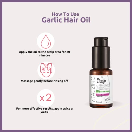 FARMASi Dr. C. Tuna Vitalizing Garlic Oil, Hair Growth Oil for Thicker Longer Fuller Healthier Hair, Prevent Hair Loss & Thinning, All Natural Vitamin Rich Treatment, All Hairy Types, 1 fl.oz (30 ml)