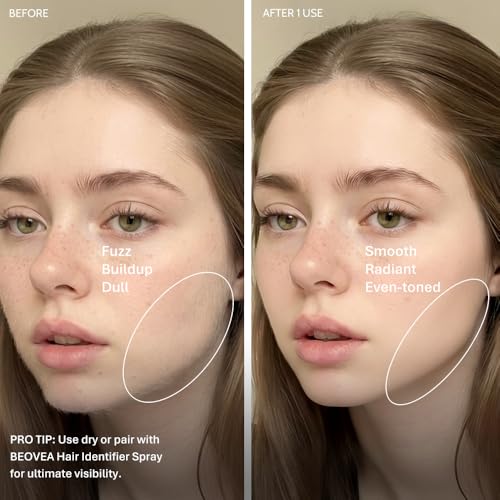 BEOVEA Sonic Dermaplaning Tool for Face - White, 3-Speed Vibration, 6 Replaceable Stainless Blades